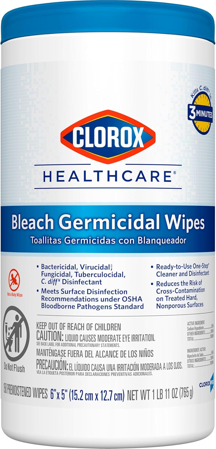  Clorox Healthcare Bleach Germicidal Wipes, 6